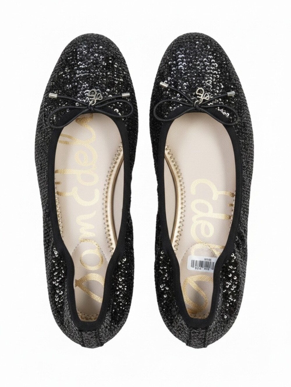 SAM EDELMAN | FELICIA LEATHER LINED SEQUINED MESH ELASTIC BALLET FLATS